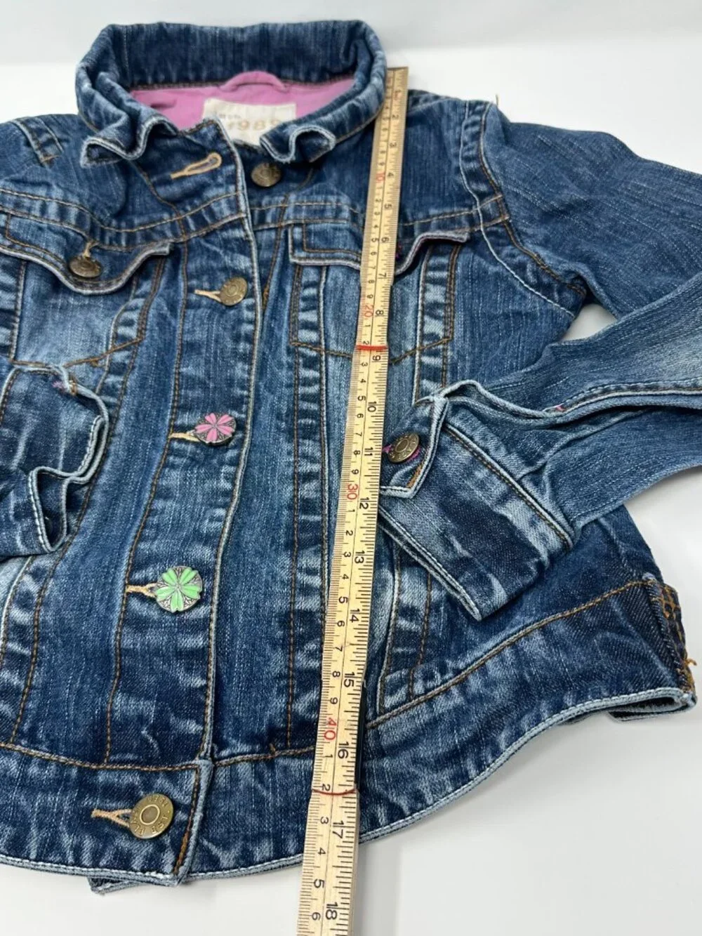 GUC The Children's Place Denim Jacket, Boho Floral Rhinestone, Size: M 7/8